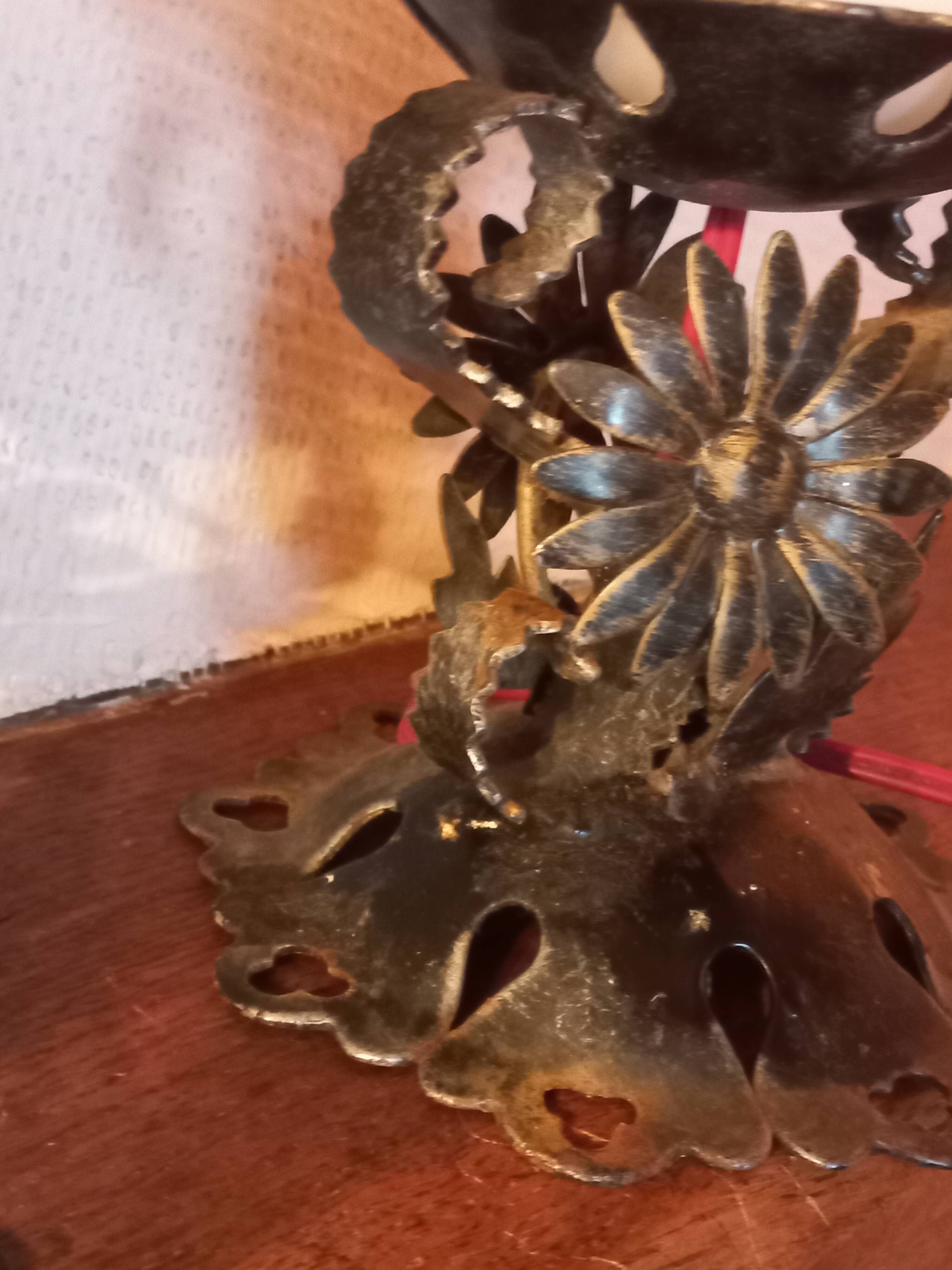 Pair of vintage wrought iron and opaline lamps from the 1960s.