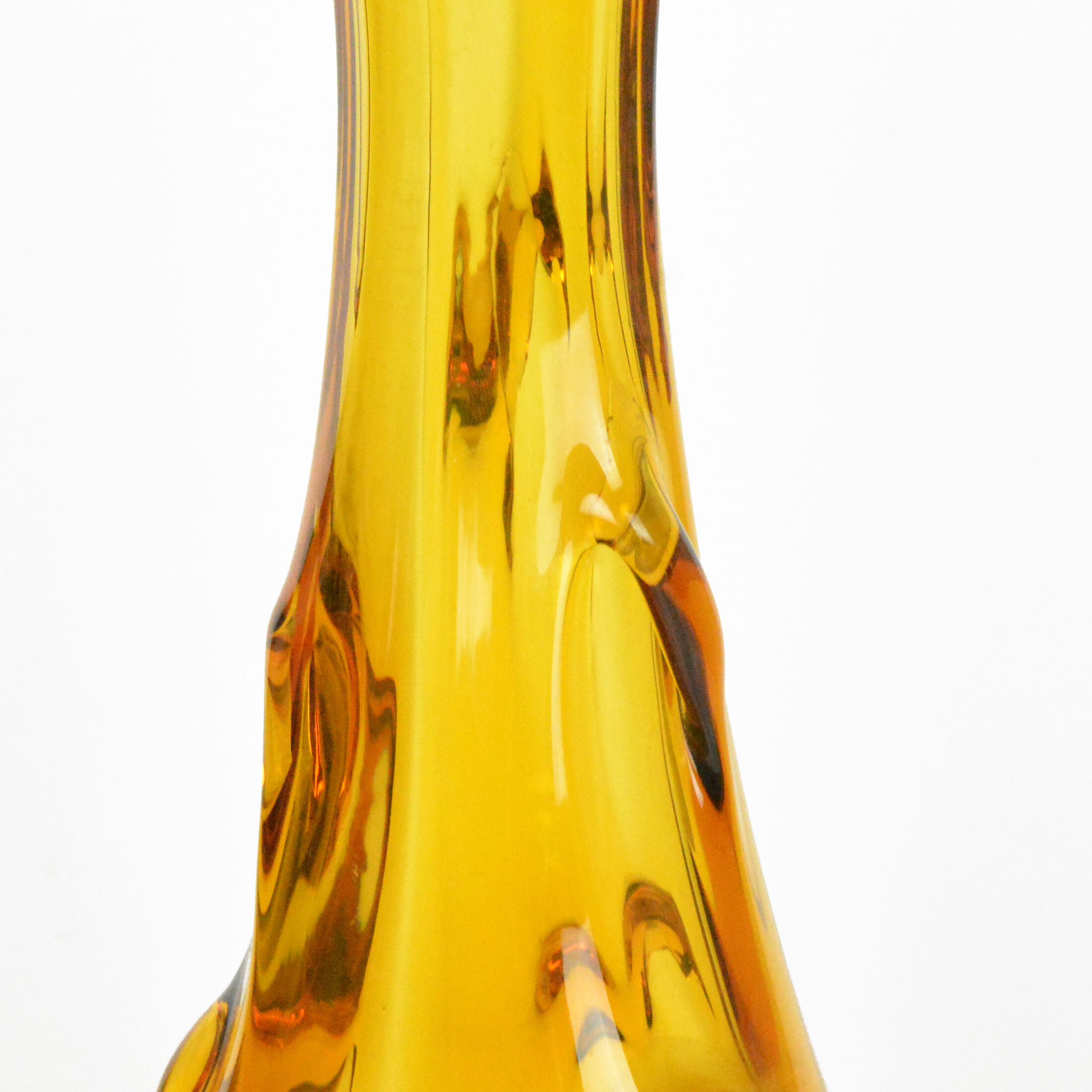 1960s modern hand-formed vase, so-called rwaniec Huta Szkła Hortensja, Poland