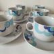 6 vintage cups and 6 saucers with blue cloud decoration by Chriss G.