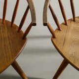 Vintage Swedish Sculptural Mid Century Oak Armchairs Yngve Ekström, 1950s