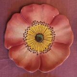 Service of 6 plates of barbotine with wild rose flowers Delphine Massier Vallauris