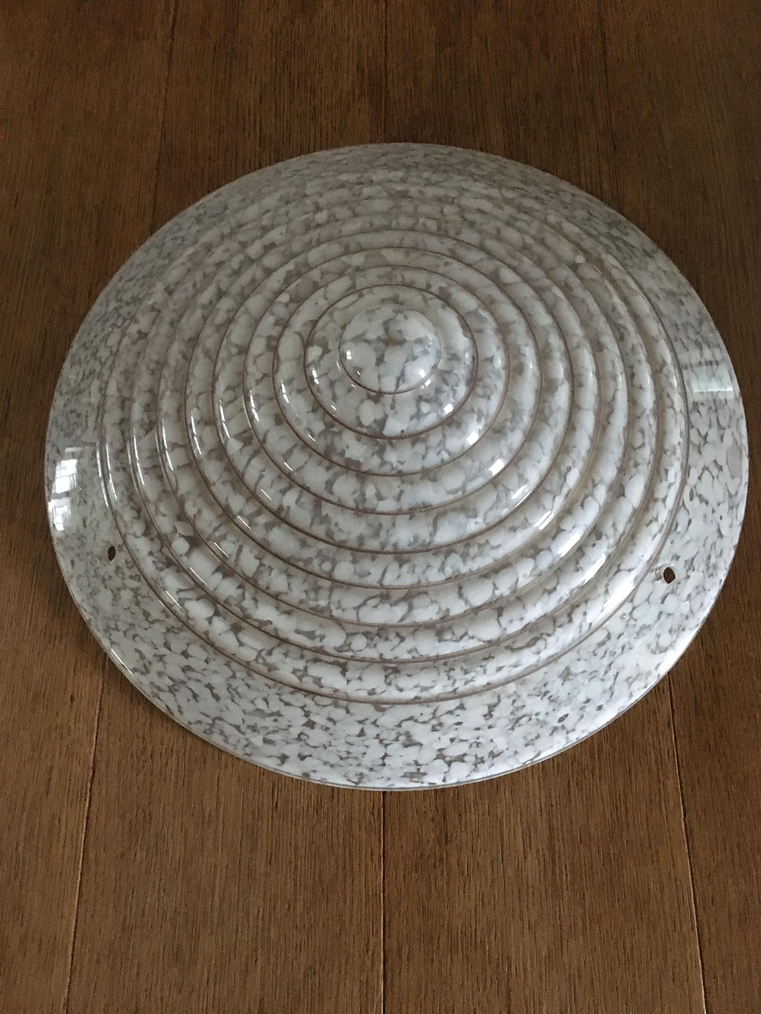 White speckled Clichy glass lampshade with gold edging