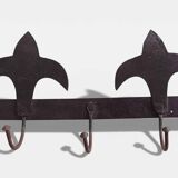 Antique French Provincial Wrought Iron Coat or Hat Rack with Fleur-de-Lis