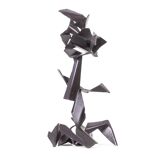 Jean Campa. Geometric sculpture in polished metal. 1980s.