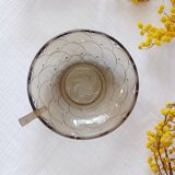 Set of 6 Art Deco dessert bowls in smoked glass.