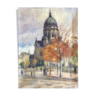 Painting ChristusKirche Mainz by Henri LAVOUÉ (1883-1972) in 1924