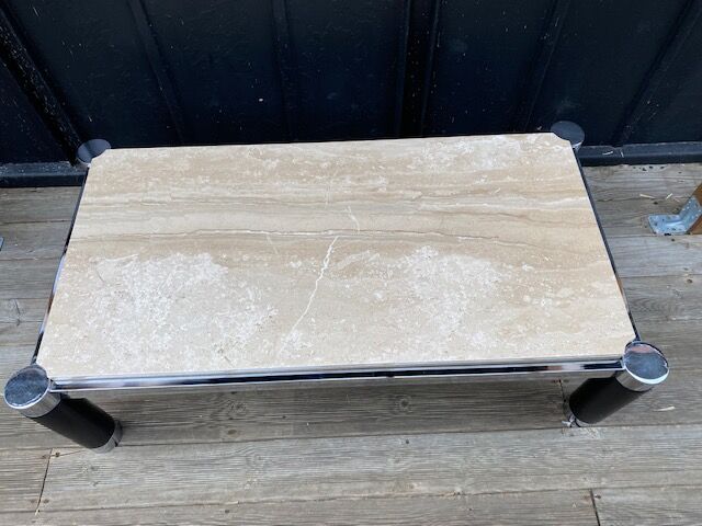 Table basse marbre perlato Roche Bobois vintage 1970