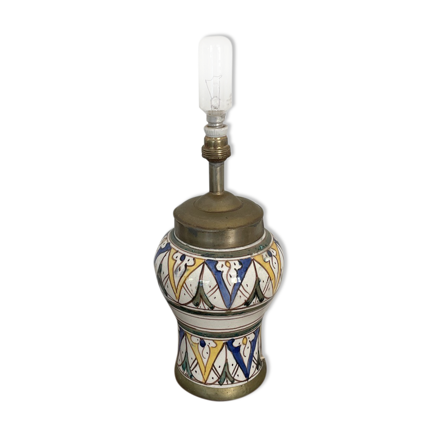 Ceramic lamp and vintage brass
