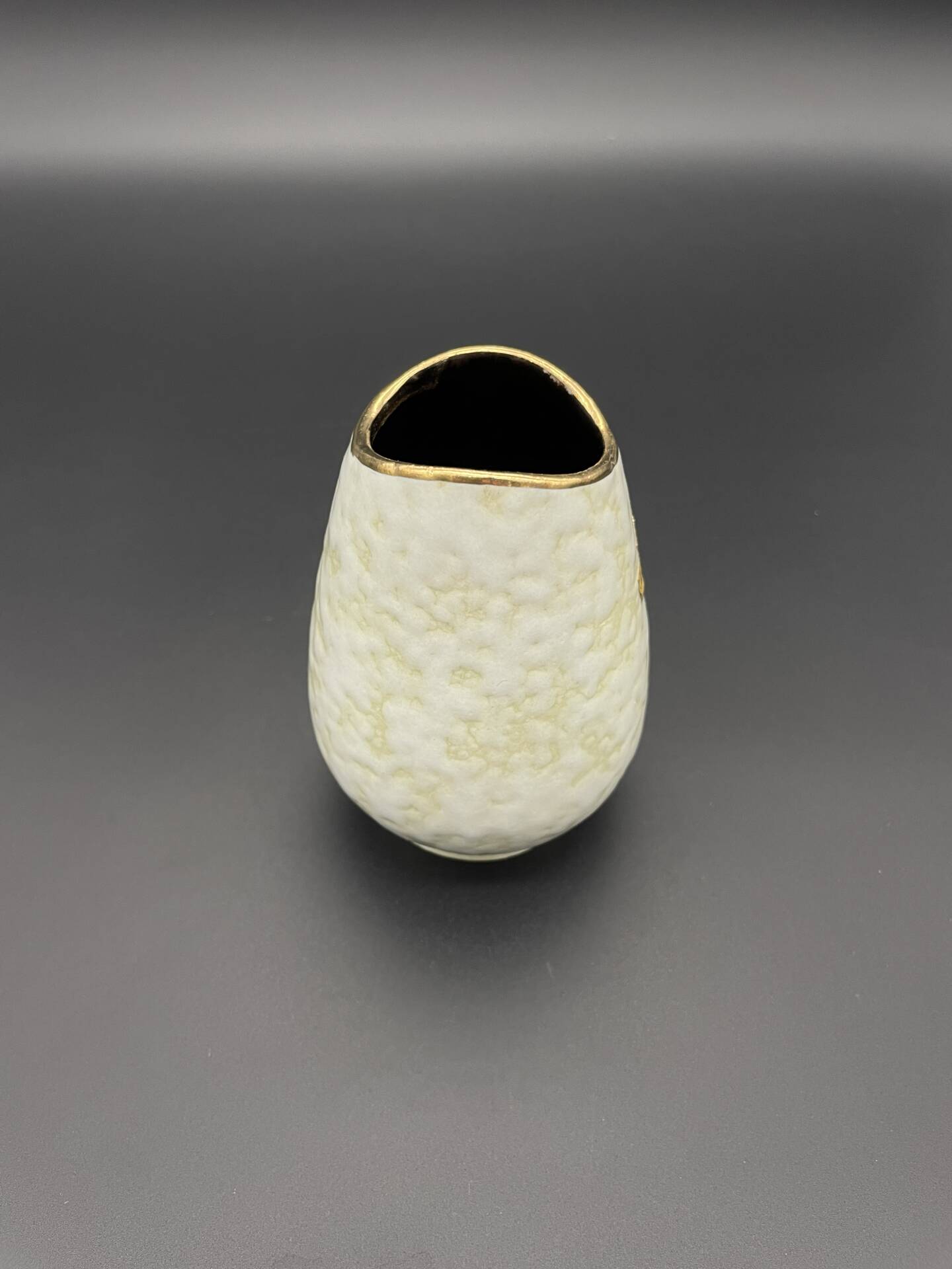 Small Bay Keramik vase with pearlescent glaze and gold trim.