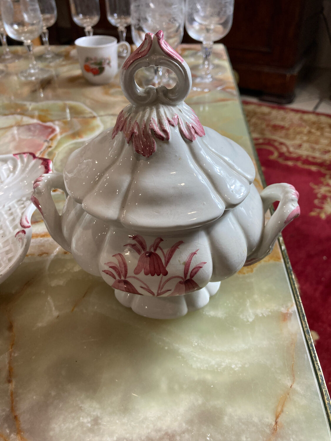 Porcelain and sugar slip tureen