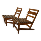 Pair of slatted armchairs, 1970