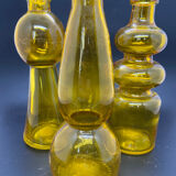 Lot de 3 vases en verre ondulé jaune