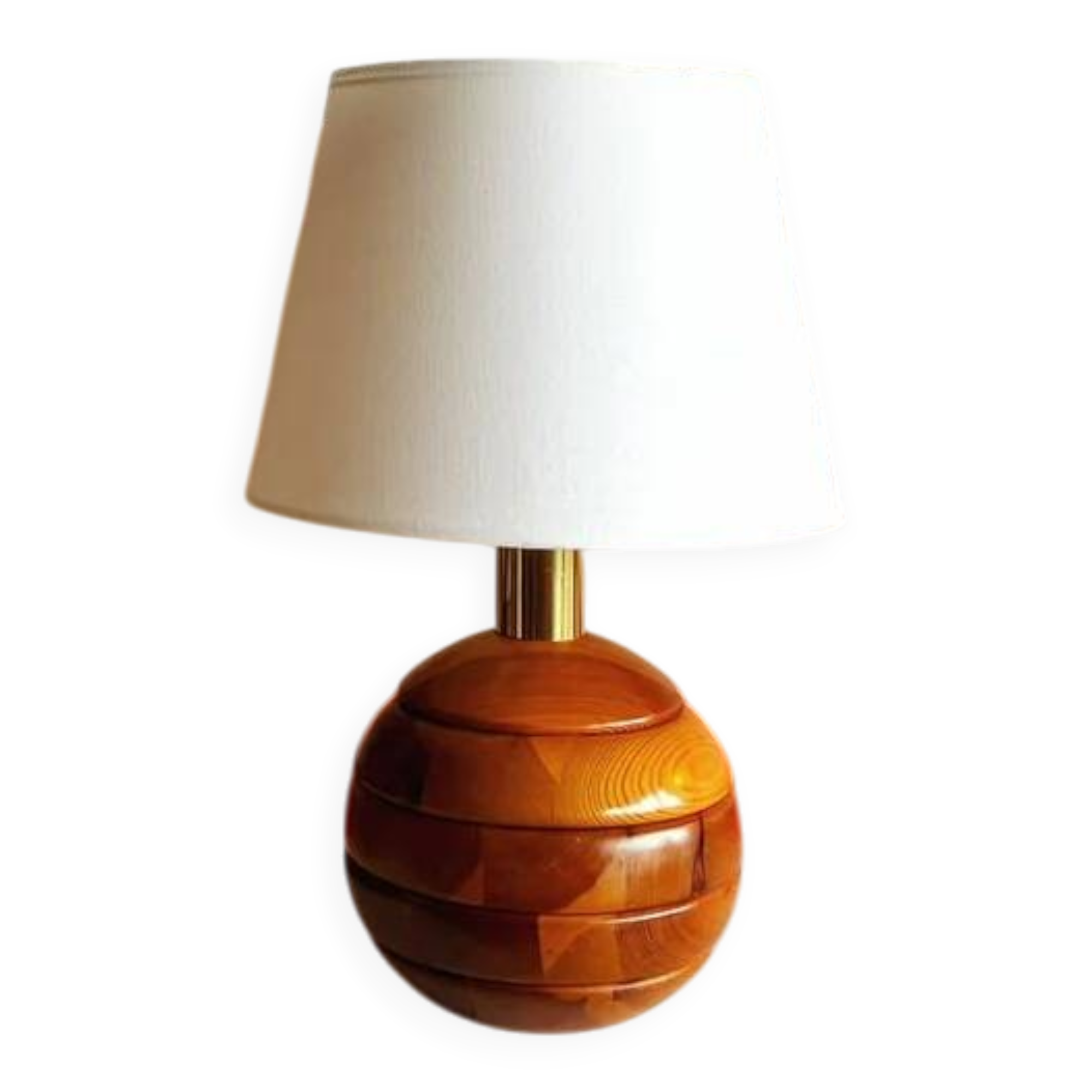 Lampe de table moderniste en bois de pin, années 1970