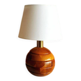 Modernist pine wooden table light, 1970s