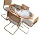 Octagonal brass and glass dining table with 4 chairs, 1960s