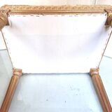 Piano stool in gold wood, Empire style, 19th century upholstery restoration