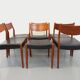 Set of 6 vintage Scandinavian Fristho Franeker chairs in teak and skai from the 60s