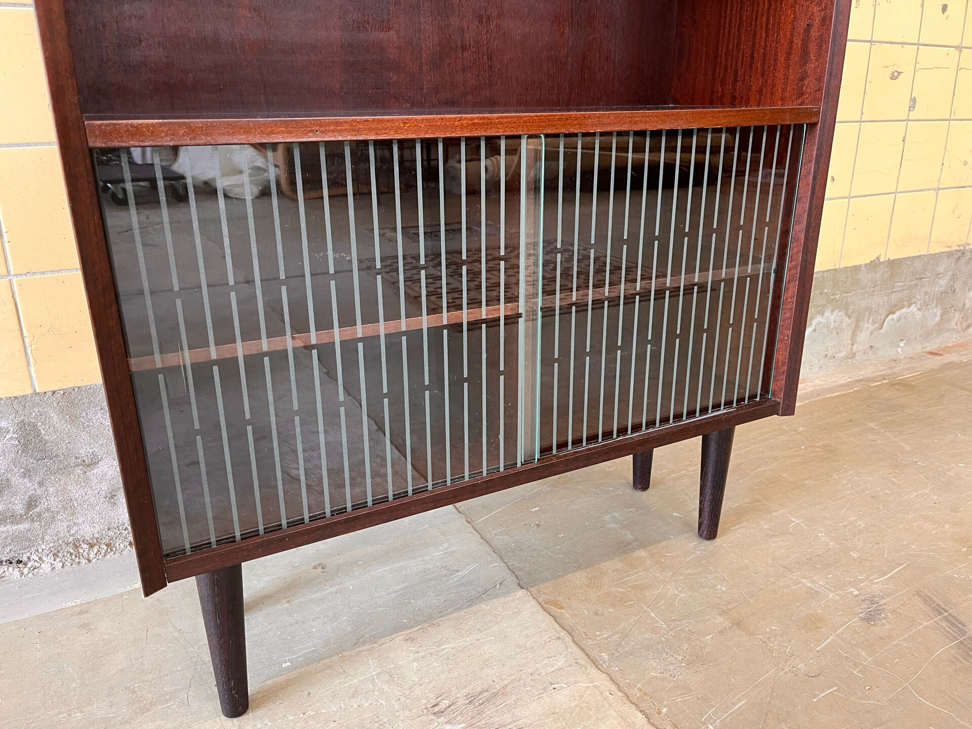 Danish bookcase with glass display