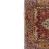 Vintage Red and Pink Turkish Oushak Rug - Kitchen Rug 3'5" X 7'4"