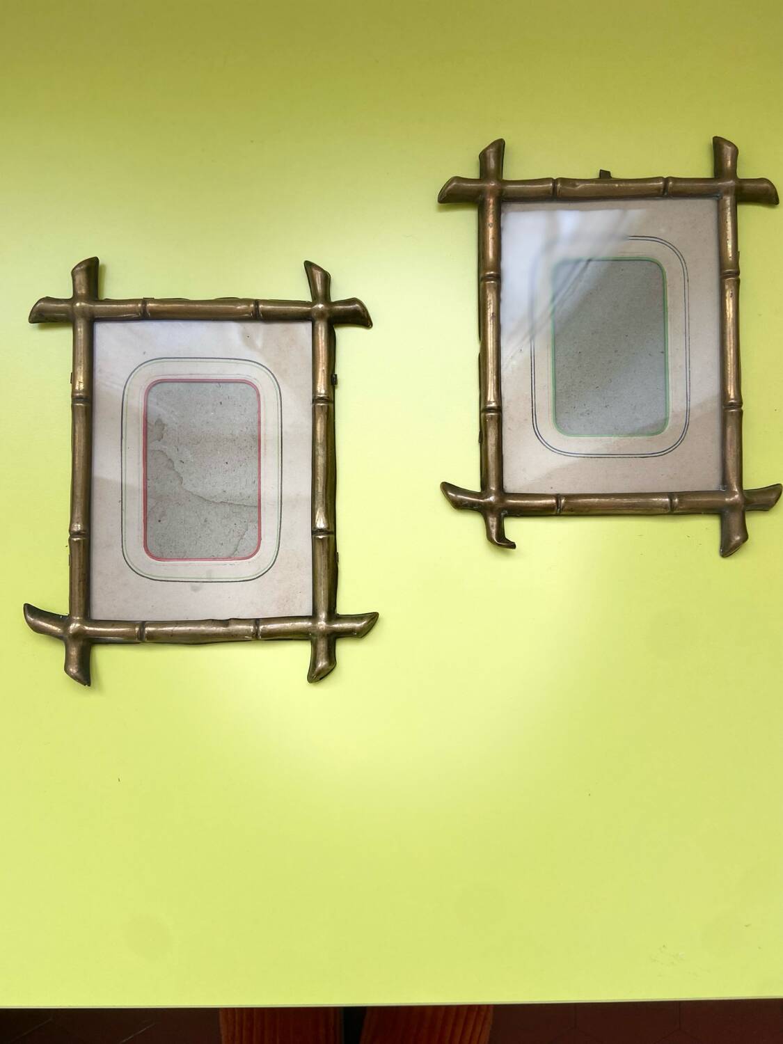 Duo of vintage brass frames