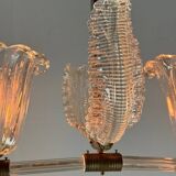 Venetian chandelier in clear Murano glass and brass circa 1950