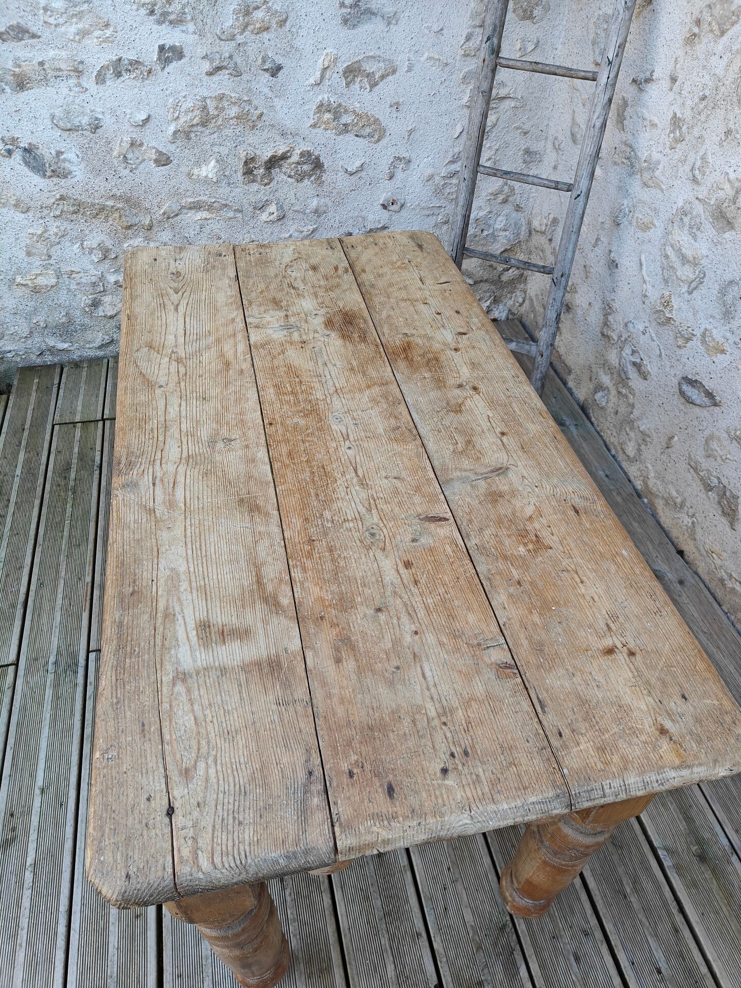 Small antique farmhouse table in solid pine.