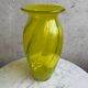 Swirled uranium glass vase – lemon green – hand-blown – 30 cm