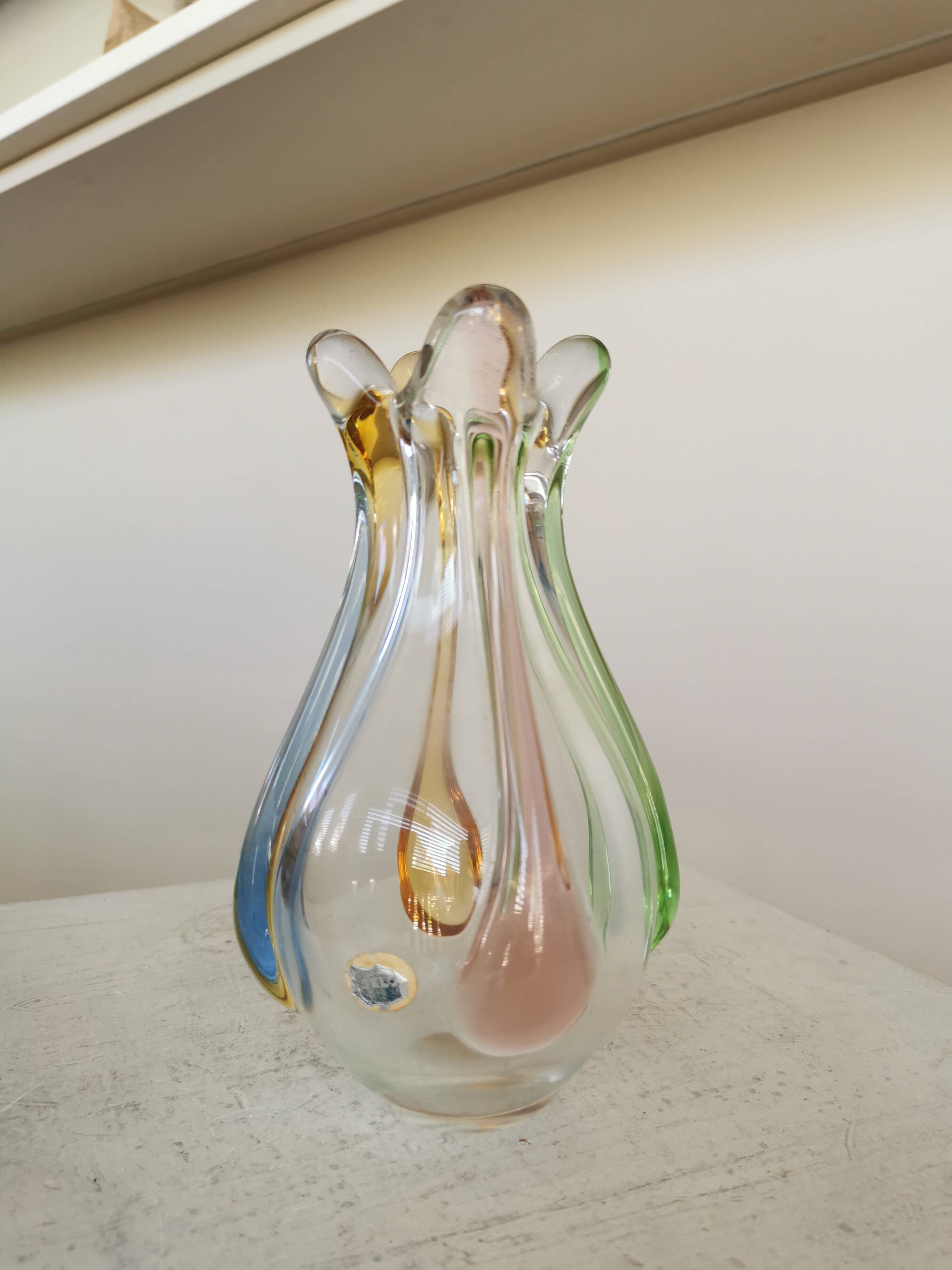 Vintage Art Glass Vase: Hanna Machanovska Mstisov Glassworks, Czechoslovaki