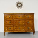 Antique marquetry chest of drawers from the transition period at the end of the 18th century, with 3 wooden drawers.