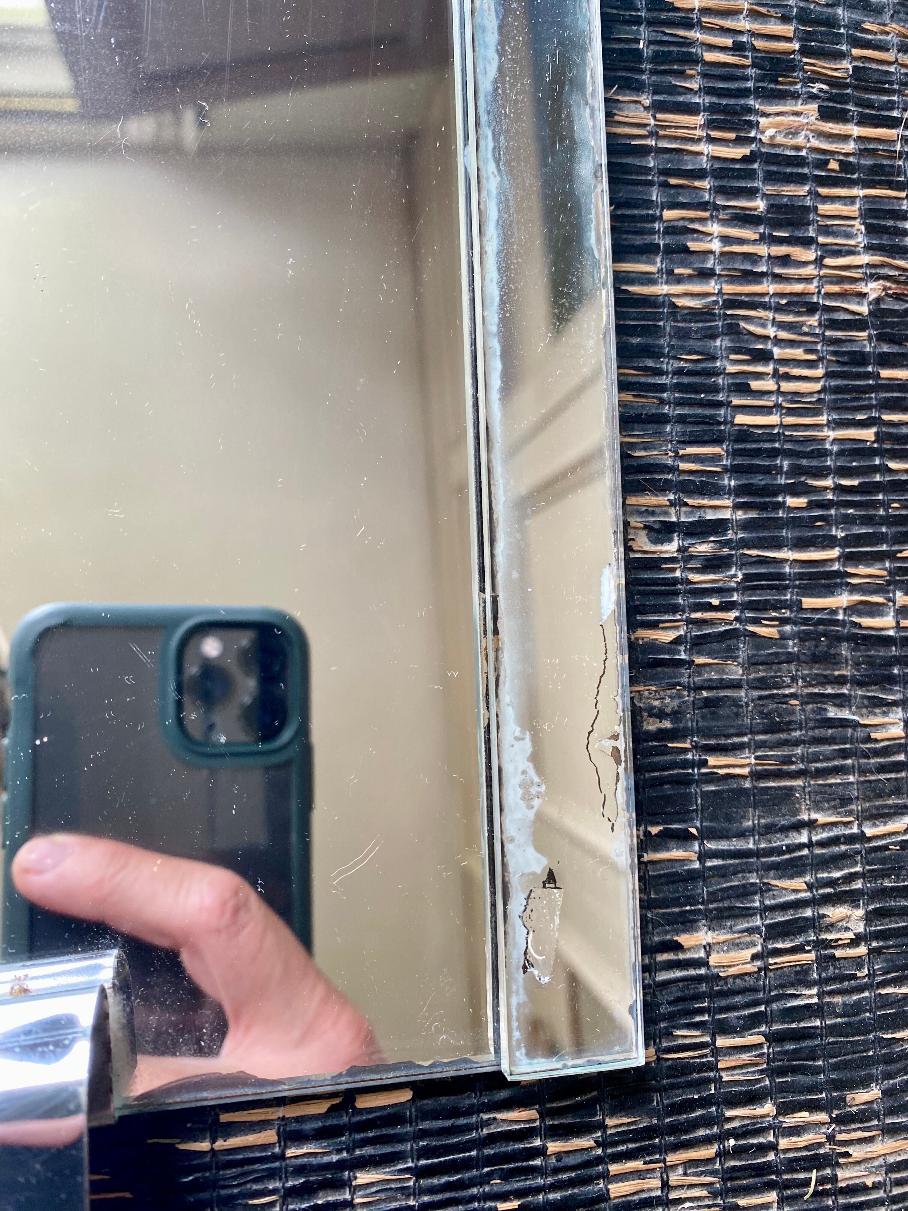 Mirrored top and silver metal handles