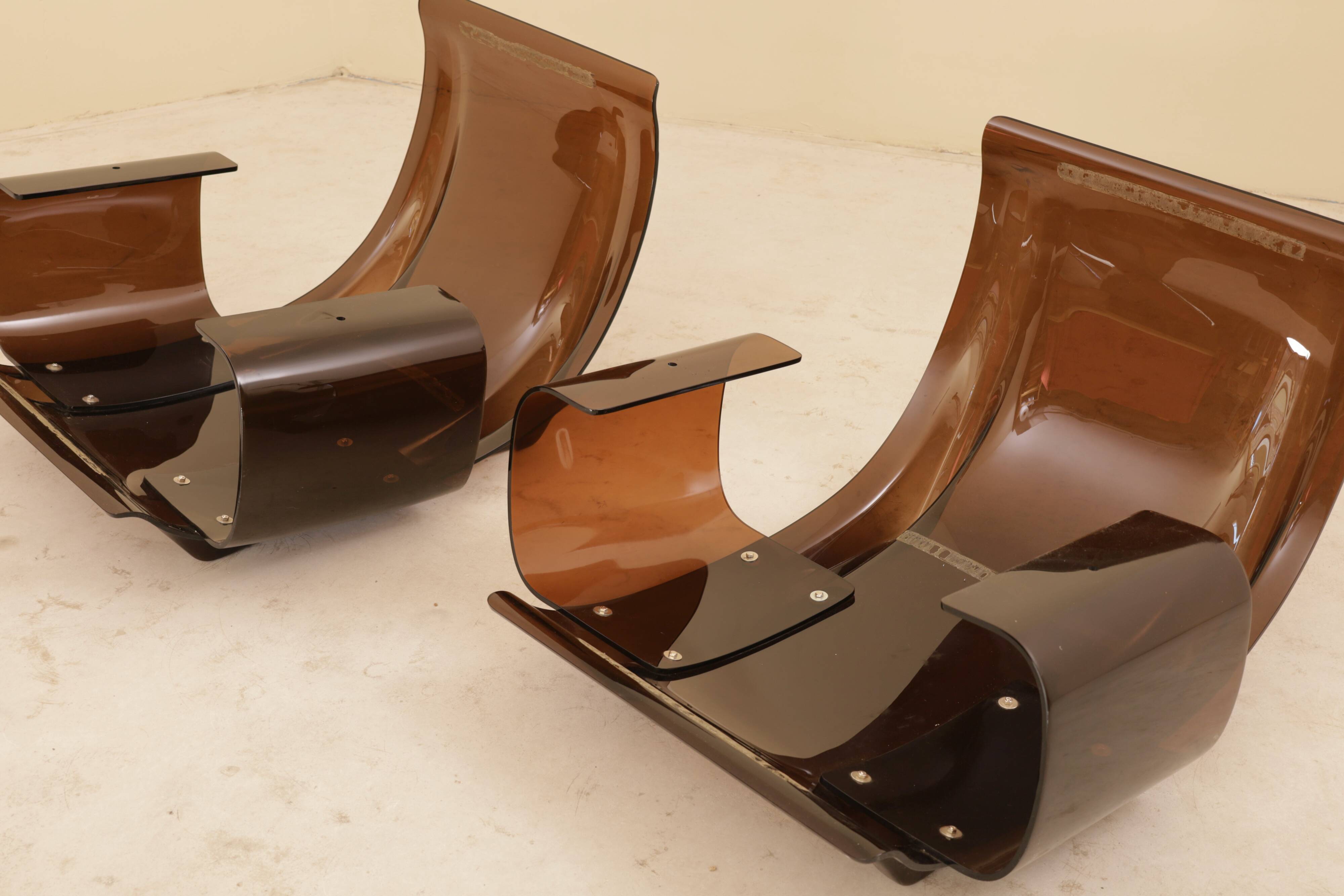 Marsala Lounge Chairs, Ligne Roset, Altuglas, Michel Ducaroy, 1970s