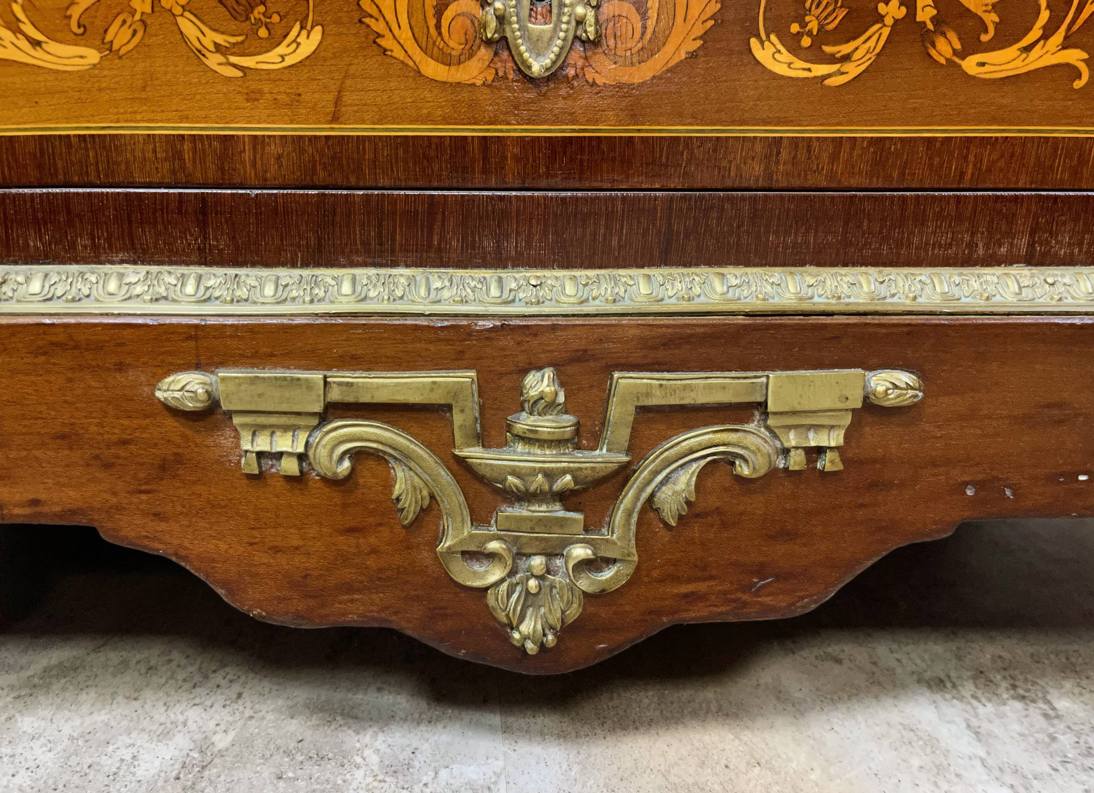 Writing desk in Napoleon III Marquetry white marble top