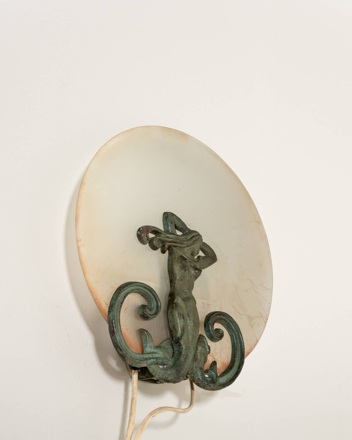 Scandinavian metal and frosted glass wall lamp, early 1900s