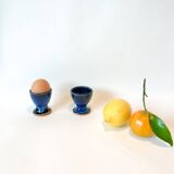 duo of egg cups in stoneware / blue ceramic from the 70s