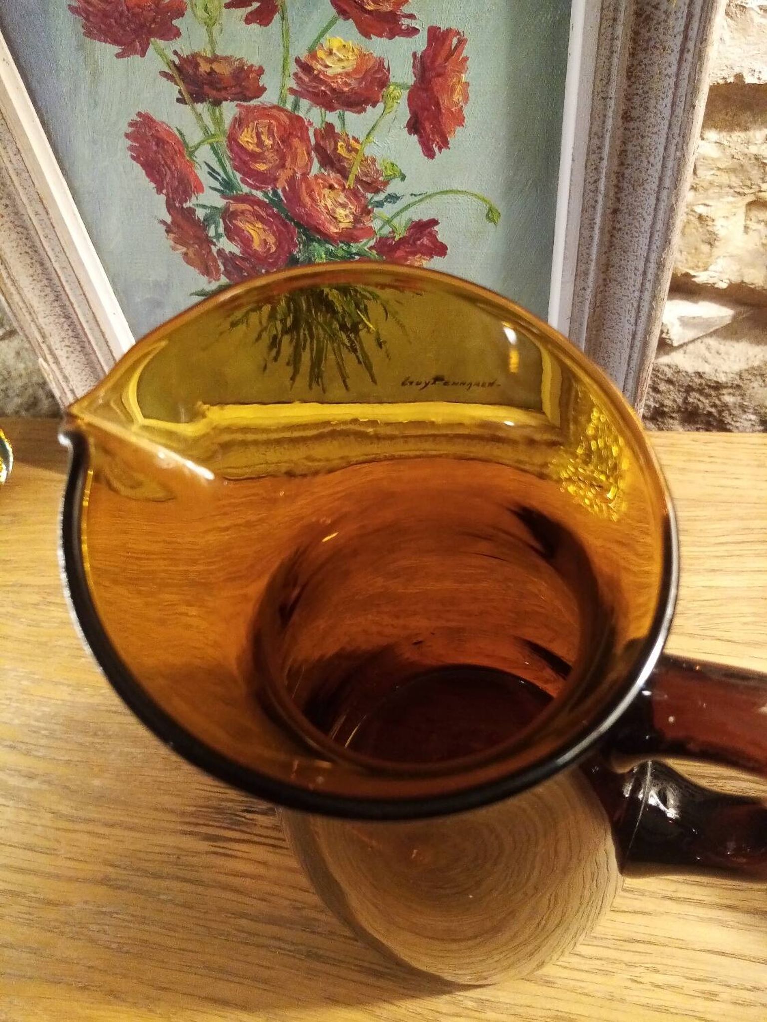 Carafe verre bullé ambré