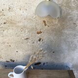 Pair of vintage flower pendants in frosted glass