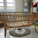 Vintage rattan cradle