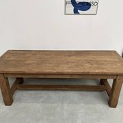 Large solid oak farm table with its extensions, 1950s
