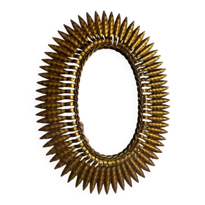 Miroir Soleil en fer forgé des années 50 Italien