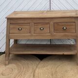 Solid wood craft furniture with 3 drawers: console table / washbasin unit / TV unit