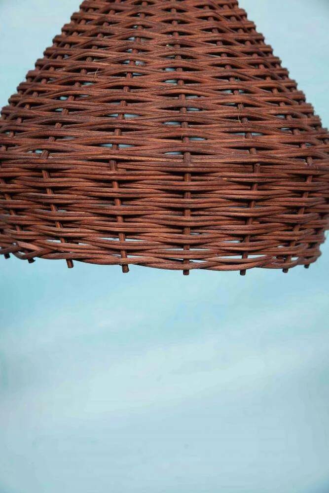 Bohemian suspension from the sixties, woven vintage lampshade.