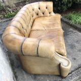 2-seater Chesterfield sofa in tan leather