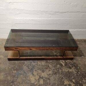 Rectangular smoked acrylic coffee table 1970s | Mid-century modern design furniture
