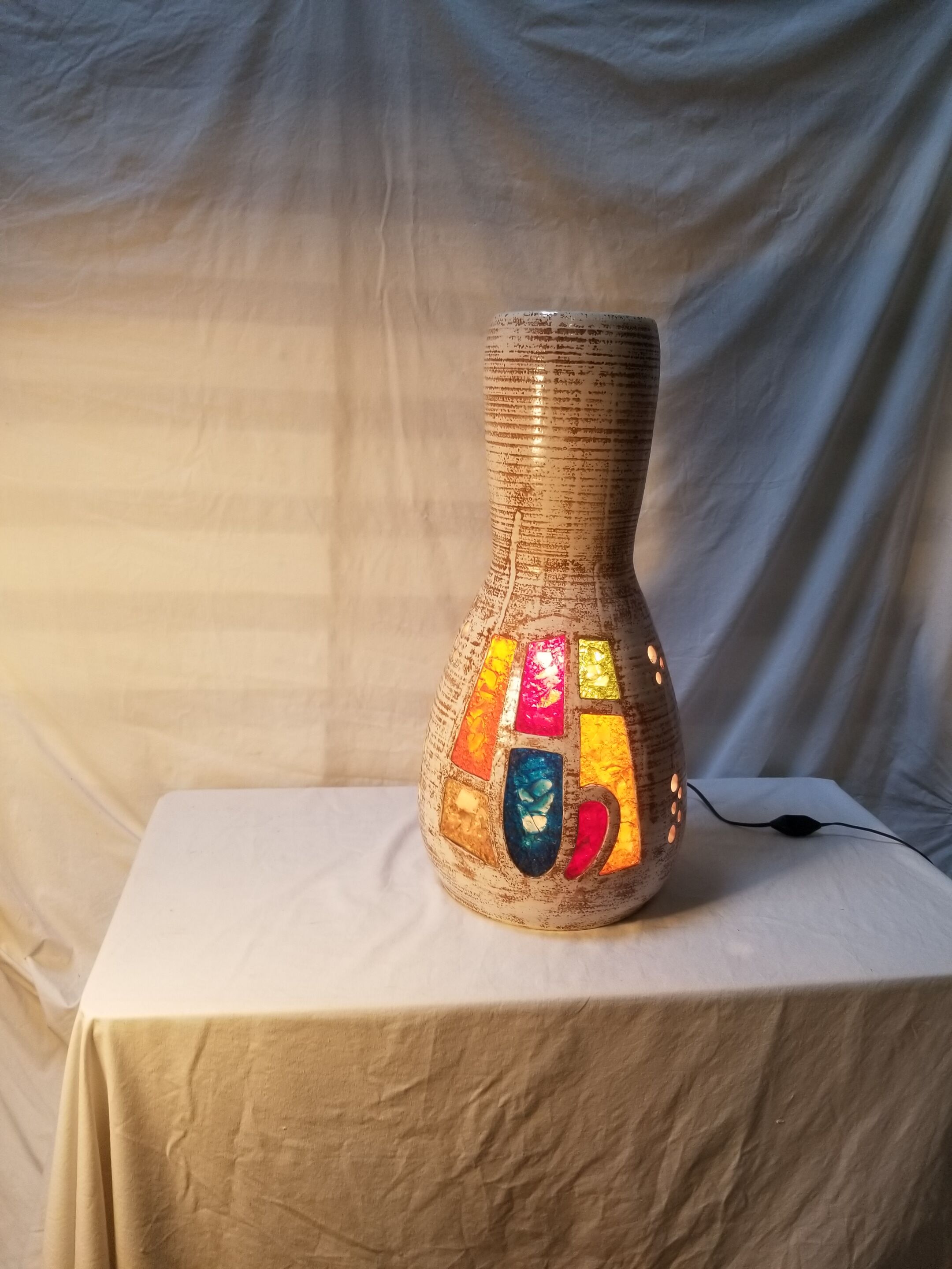 Vintage vase lamp in Accolay ceramic signed Armel - 60s/70s