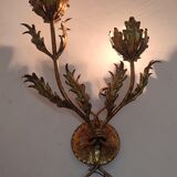 Golden wrought iron wall lamp France, 1970s