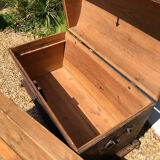 19th-century curved antique wooden chest