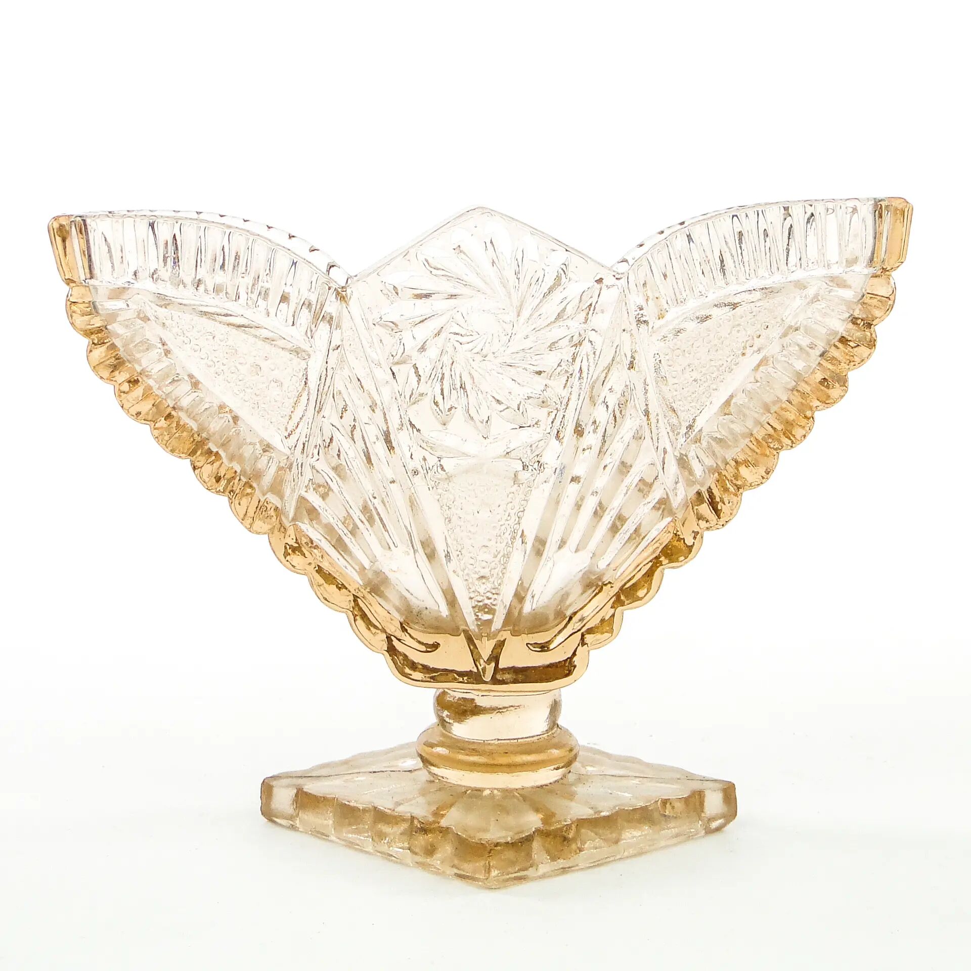 Art Deco napkin holder, pressed glass, Poland, 1950s