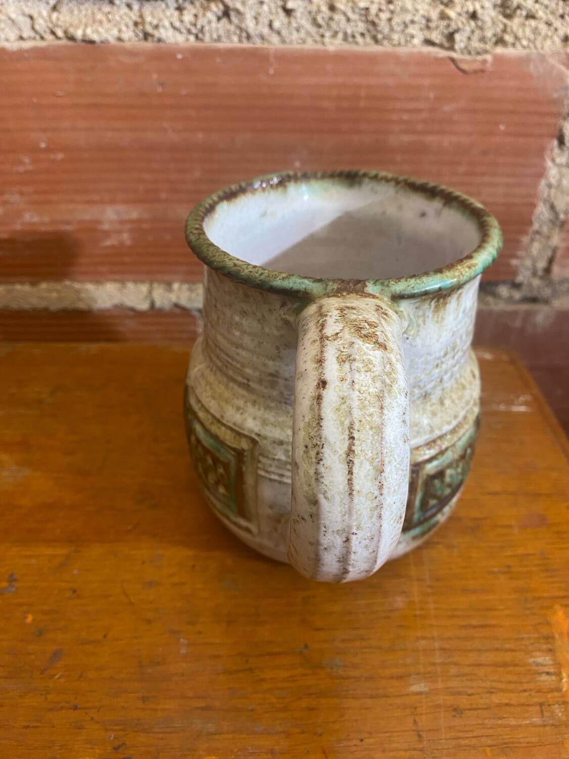 Antique pitcher marcel giraud vallauris stoneware grey & green vintage #c593