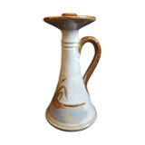 Pied de lampe forme bougeoir en grès artisanal