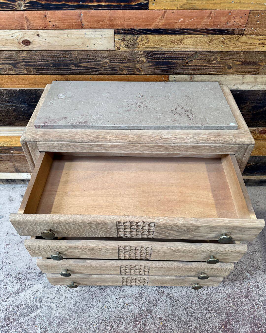 Art Deco commode in sandblasted oak